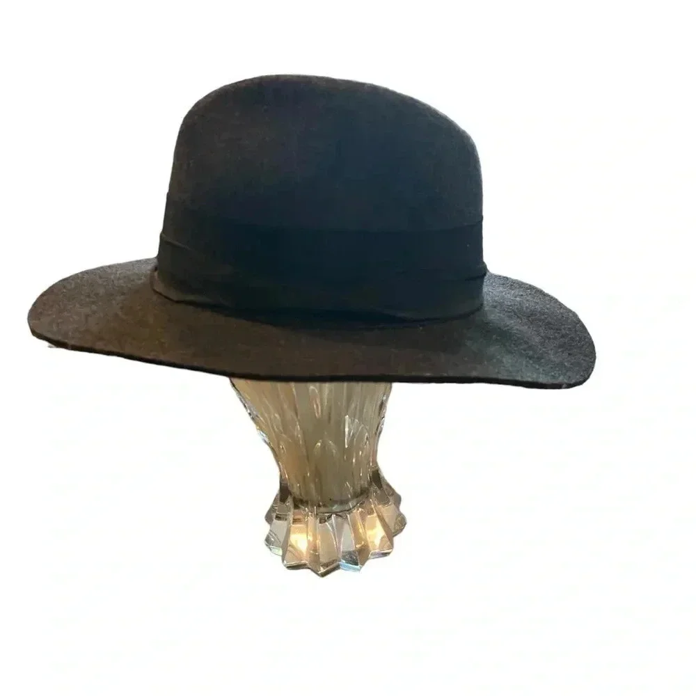 Zara Gray Wool Felt Floppy Fedora Hat Fall Winter classic boho Glam Minimalist